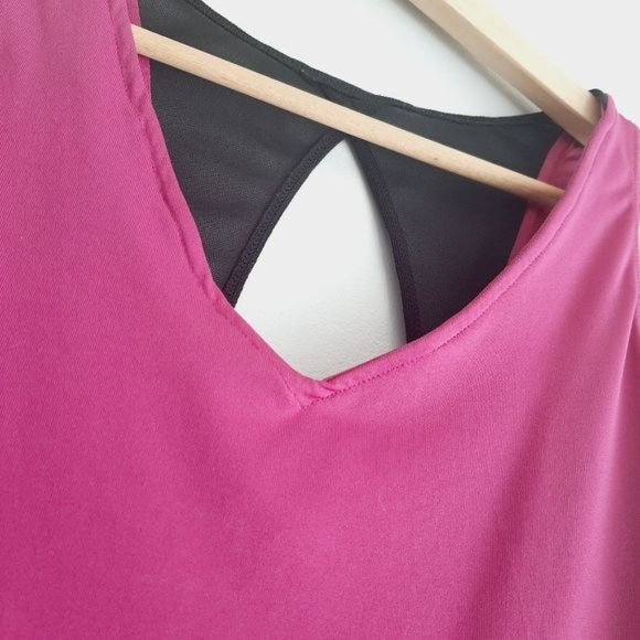 SUGOI Jackie Light V-Neck Cut-Out Back Tank Top Pink & Black Sz M - Picture 5 of 12
